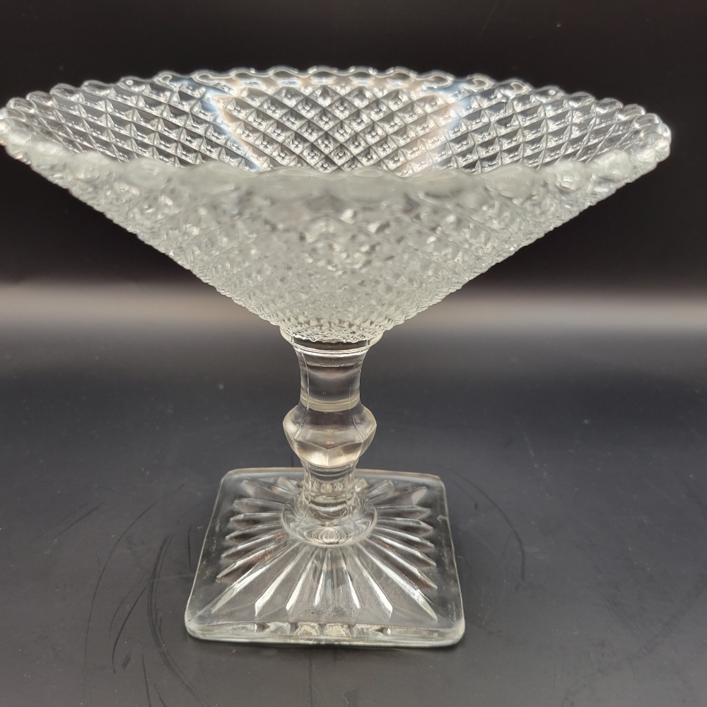 Vintage Miss America Clear Glass 4 3/4in Tall Pedestal Candy Dish Compote